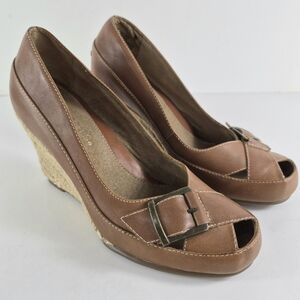 Sz 6 Aerosoles Leather Espadrille Wedge Heels